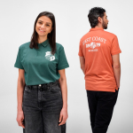 Unisex organic cotton short-sleeve polo 160g/m² Ipanema orange colour ambient view