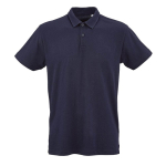 Unisex organic cotton short-sleeve polo 160g/m² Ipanema navy-blue colour front view