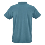 Unisex organic cotton short-sleeve polo 160g/m² Ipanema petrol blue colour rear view