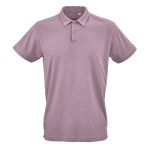Unisex organic cotton short-sleeve polo 160g/m² Ipanema lilac colour front view
