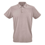 Unisex organic cotton short-sleeve polo 160g/m² Ipanema taupe grey colour front view