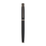 Writing set with ballpoint pen and rollerball in matte aluminium, blue ink black colour fourth view