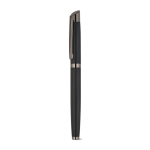 Writing set with ballpoint pen and rollerball in matte aluminium, blue ink black colour sixth view