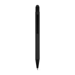 Recycled aluminium pen with stylus tip and rubber finish, blue ink black colour first view