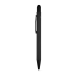 Recycled aluminium pen with stylus tip and rubber finish, blue ink black colour second view