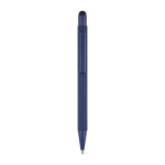 Recycled aluminium pen with stylus tip and rubber finish, blue ink bondi blue colour first view