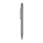 Recycled aluminium pen with stylus tip and rubber finish, blue ink grey colour second view