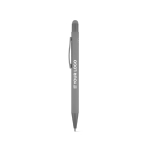 Recycled aluminium pen with stylus tip and rubber finish, blue ink main view
