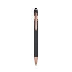 Matte recycled aluminium pen with stylus tip and blue ink black colour first view