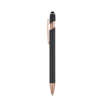Matte recycled aluminium pen with stylus tip and blue ink black colour second view