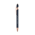 Matte recycled aluminium pen with stylus tip and blue ink blue colour image with logo 3