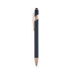 Matte recycled aluminium pen with stylus tip and blue ink blue colour second view