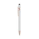 Matte recycled aluminium pen with stylus tip and blue ink white colour second view