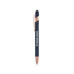 Matte recycled aluminium pen with stylus tip and blue ink main view