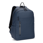 Faux leather backpack with waterproof zips for 16” PC blue colour first view