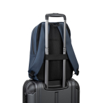 Faux leather backpack with waterproof zips for 16” PC blue colour sixth view