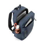 Faux leather backpack with waterproof zips for 16” PC blue colour seventh view
