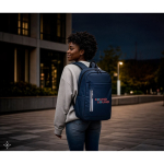 Faux leather backpack with waterproof zips for 16” PC first view