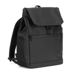 Faux leather flap backpack ideal for 16” laptops black colour first view