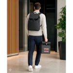 Faux leather flap backpack ideal for 16” laptops still life view