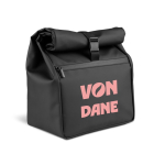 Roll-top insulated bag with adjustable faux leather closure 7L black colour image with logo