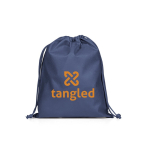 Medium drawstring backpack in non-woven fabric with heat-sealed closure 60 g/m² blue colour image with logo