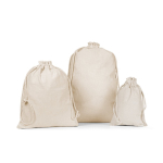 Large cotton drawstring backpack with handles and closure 120 g/m² natural colour third view