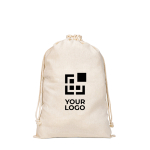 Large cotton drawstring backpack with handles and closure 120 g/m² main view
