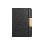 A5 bamboo and RPET hardback notebook with closure, lined pages black colour first view