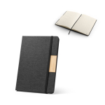 A5 bamboo and RPET hardback notebook with closure, lined pages various colours