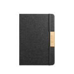 A5 bamboo and RPET hardback notebook with closure, lined pages main view