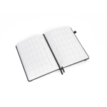 A5 lined notebook with monthly planner and elastic band black colour fourth view