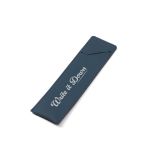 Faux leather pen case with secure closure blue colour image with logo