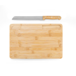 Grooved bamboo bread cutting board with included knife natural colour first view
