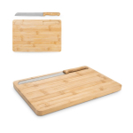 Grooved bamboo bread cutting board with included knife various colours