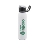 Recycled stainless steel single-wall sports bottle 670 ml white colour image with logo