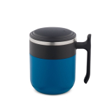 Double-wall travel mug with matte finish and non-slip base 400ml blue colour first view