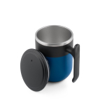 Double-wall travel mug with matte finish and non-slip base 400ml blue colour fourth view