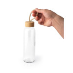 Glass bottle with bamboo lid and rope handle 520 ml natural colour third view
