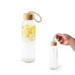 Glass bottle with bamboo lid and rope handle 520 ml various colours