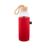 Recycled felt bottle sleeve for transport red colour third view