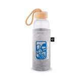 Recycled felt bottle sleeve for transport light grey colour image with logo 4