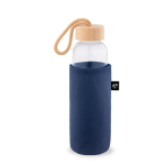 Recycled felt bottle sleeve for transport navy-blue colour third view