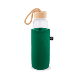 Recycled felt bottle sleeve for transport dark green colour third view