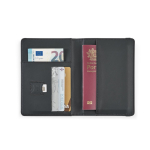 Passport holder with RFID protection and elastic closure, synthetic leather black colour third view