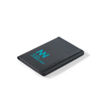 Passport holder with RFID protection and elastic closure, synthetic leather black colour image with logo