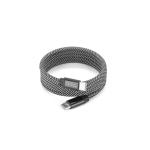Magnetic braided polyester USB-C to USB-C cable 60W black colour image with logo