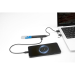 Eco-friendly multifunction USB hub with 4 ports and 10W charging black colour third view