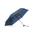 Compact manual 5-section mini umbrella with rubber pouch Ø90 blue colour image with logo