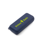 Compact manual 5-section mini umbrella with rubber pouch Ø90 blue colour in case with logo